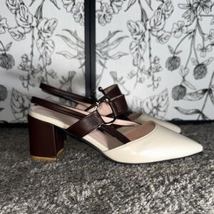 Elegant Cream and Brown Women's Heels